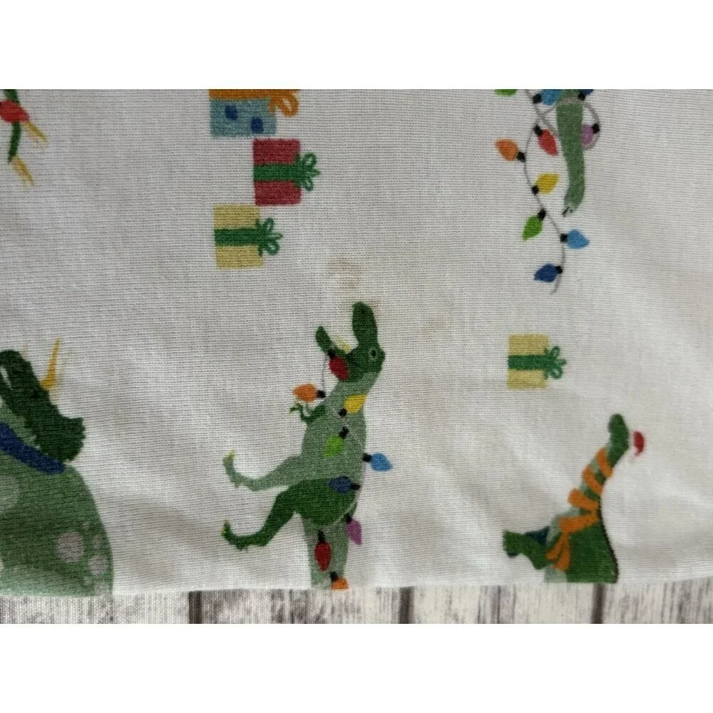 Pottery Barn Kids CHRISTMAS Dino Organic 2 Piece Pajama Set Sz 4‎